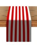 1 Piece of Elegant Red and White Stripesd Table Runner – Country Style Fabric,非常适合 Kitchen, Restaurant, Party, Home Decoration, Dressing Table Decoration