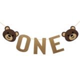 1Set Cute Bear 1 Year Old Banner Boy Girl 1st Birthday Party Decor Bunting Baby Shower Kids Anniversary Party Garland Supplies