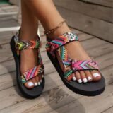 2023 Summer Flat Women’s Shoes Hemp Rope Set Foot Beach Sandals Outdoor All-match Casual Slippers Large Size Women Sandals