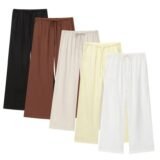 2025 Women’s Linen Wide Leg Pants Office Casual Baggy Bottoms With Pockets Summer Large Size Women’s Fashion Satin Trousers New