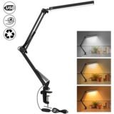 2026 NEW 3 Mode Dimmable LED Desk Lamp with Clamp, 10 Level Brightness Adjustable, Flexible Gooseneck for Study/Office/Bedroom