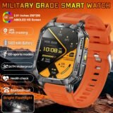 2026 New Military Grade 1400 mAh Battery Smart Watch Men 2.01″ AMOLED Screen IP68 Waterproof Sports Fitness BT Call Smartwatches