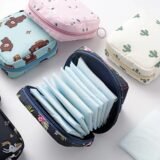 2026 Women Sanitary Napkin Tampon Storage Bag Portable Waterproof Organizer Pouch Cartoon Pattern Sanitary Napkin Bag