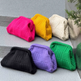 2026 Women’s New Knitted Makeup Bag Large Capacity Versatile Daily Color Contrasting Handbag
