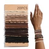 20PCS Boho Hair Ties, Bracelets Hair Ties for Thick or Thin Hairs, 4 Styles Boho Ties for Ponytail Holders, 2.36’’ No-Damage