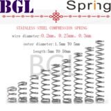 20pcs/lot 0.2mm、0.25mm、 0.3mmStainless Steel Micro Small Compression spring OD 1.5mm to 5mm length 5mm to 50mm