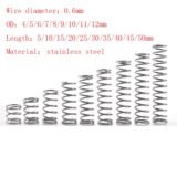 20pcs/Lot 0.6mm Stainless Steel Micro Small Compression Spring OD /4/5/6/7/8/9/10/11/12mm Length 5mm to 50mm