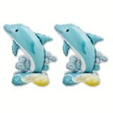 2/1pcs Standing Dolphin Cartoon Ocean Animal Aluminum Foil Balloons Kids Birthday Under The Sea Themed Party Decoration Gifts
