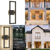 22″ Modern Outdoor Wall Lights, 3000K 1450LM Integrated LED Large Exterior Lighting Fixtures with Rectangle Frame, Matte Black