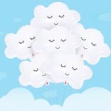 2/4/6pcs Smiling Face White Cloud Mylar Foil Balloons Cute Shaped Balloons Kids Baby Shower Birthday Party Decorations Supplies