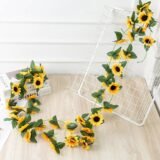 250cm Silk Sunflower Ivy Vine Artificial Flowers Wall Hanging Garland Garden Fences Home Wedding Christmas Decoration Fake Plant
