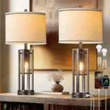 28” Farmhouse Industrial Table Lamp – Rustic Bedside