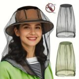 2Pc Extra-large Mosquito Nets with Face Shields – Heavy-duty Insect Netting,Fine Mesh for Insect Protection,Fits Most Hats