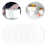 2PCS Round Edge Cake Disk Circle Acrylic Baking Tray Stand DIY Reusable Cake Topper Nonstick Acrylic Cake Base Board Baking Tool