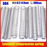 304 Wire Diameter 0.2-0.9mm Compression Spring Extended Extra Long Shock Absorber Spring Pressure Springs Length: 300mm