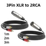 3Pin XLR To Dual RCA Y Splitter Cable Unbalanced 2 RCA/Phono To XLR Stereo Audio Interconnect Cable for Speaker Mixer Microphone