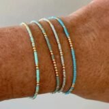 4pcs/set Bohemia Turquoise Color Seedbeads Stretch Bracelet Jewelry Glassbeads Elastic Handmade for Women Girls Daily Wear Gifts