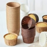 50pcs Cake Baking Roll Edge Muffin Cup Paper Tray High Temperature Resistant Oil Paper Dessert Steaming Baking Muffin Rolled Cup