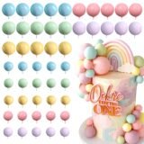 50pcs Colorful Balloon Rainbow Cake Topper for Baby’s Birthday Wedding Party Perfect Celebration Decor