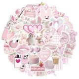50PCS Pink Cartoon Graffiti Fun Pink DIY Stickers Scrapbook Manual Mobile Luggage Skateboard Waterproof Stickers