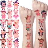 54pcs Temporary Tattoo Dressed Pigs Temporary Tattoo Stickers Cartoon Pigs Cartoon For Arms