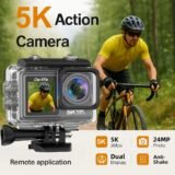 5K30FPS Action Camera EIS 2.0 Inch IPS Dual Screen Waterproof WiFi 5x Zoom Helmet Action Camera with Remote Control