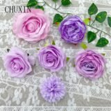 5Pcs/Lot Purple Series Silk Rose Heads Flowers Home Decor DIY Wedding Wall Floral Arrangement Materials Accessories C1024-7507