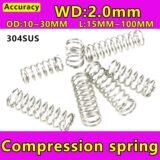 5pcs Wire diameter 2.0mm stainless steel compression spring return pressure spring outer diameter 12/15/16/18/21/22/24/25/30