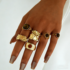 Boho Gold Color Rings Set For Women Fashion Cubic Zircon Heart Star Moon Flower Finger Rings Female Simple Trendy Jewelry Gifts