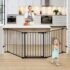146 Extra Wide Baby Gate, 6-Panel Baby Pet Playpen, Fireplace Safety Fence, Foldable Barrier Gate, Black