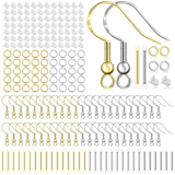 925 Silver/Gold Plated Earring Hooks for Jewelry Making, 900pcs Hypoallergenic Earring Making Kit,Earring Findings Jump Rings