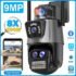 15MP 8K Wifi IP Camera Solar Outdoor Waterproof Three Lenses Camera HD Low Power Battery PIR Night Vision CCTV Security Cam
