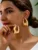 A Pair of Women’s Fashionable Hoop Earrings, Simple Geometric Metal Glossy Earrings, Suitable for Daily Wear, Vacations, and Gift-Giving