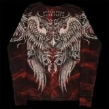 Affliction Red Long sleeved T shirt Hip Hop Round Neck Oversized shirt Men Casual Gothic Skull Holy Writ Letter Tops Streetwear