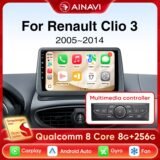 Ainavi Car Radio for Renault Clio 3 2005-2014 Wireless CarPlay Android Auto 4G Multimedia Player Navigation GPS 2din Autoradio
