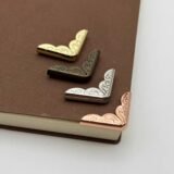 Antique Bronze Cross-Stitch Corner Protectors – DIY Scrapbooking Embellishments for Cards & Photo Albums, Vintage Floral Paper