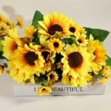 Artificial Flowers Sunflowers Fake Flowers Sunflower Silk Flowers Sunflowers Wedding Photography Home Decor Bouquet Wholesale