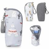 Baby Bottle Warmer Bag Portable Infant Feeding Bottle Aluminum Foil Insulation Outing Stroller Hanging Bag for Storage Cups