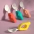 Baby Cutlery Set With Curved Silicone Handle Children’s Spoon and Fork Sets Reusable Baby Learning Spoon for Toddlers and Girls