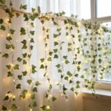 Battery LED Artificial Green Leaf Plant Festoon Light String for Wedding Party Holiday Outdoor Ramadan Bedroom Decoration