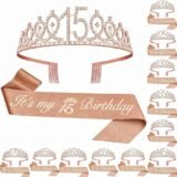 Birthday Tiara Crown Sash Women Girls 15th 20th 25th 30th 35th 40th 45th 50th 55th 60th 65th 70th Party Decoration Favor Gifts