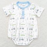 Boutique Baby Infant Boys Rompers Summer Golf Blue Buttons Design Toddler Boy Romper Fashion Kids Clothes Infant Boys Rompers