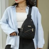 Breast bag women casual fashion nylon fabric bag lightweight crossbody bag women’s backpack