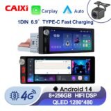 CAIXI 8core 4G 1 Din 6.9 Inch Car Android Radio Multimedia Carplay Android auto Car Stereo GPS 1din dvd USB Charging