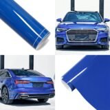 Car Sticker Bright Dark Blue Car Film Covering Vinyl Wrap Air Bubble Free Film Car Accessories Exterior Interior Decoration