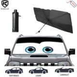 Car Sunshade Umbrella Protector Parasol Cartoon Eyes Summer Front Window Sun Cooling Interior Windshield Protection Auto Shading