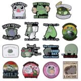 Cartoon Frog Toad Animal Enamel Pins Funny Quotes Lactose Intolerant Brooches Lapel Badge Jewelry Decoration Gifts For Friends ﻿