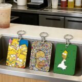 Cartoon T-The S-Simpsons PU Card Holder With Keychain For Bank card,Subway, Bus Card ,Access Card Protective Case