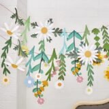 Colorful DIY Spring Flower Birthday Party Banner For Kids Classroom Decor Long Leaf Floral Happy Birthday Party Backdrop