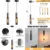 Concrete Linear Pendant Light with a Metal Mesh Shade, Modern Industrial Hanging Cement Pendant Lighting Fixture for Kitchen Is